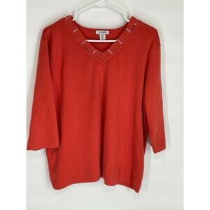 Hapshire Coral Embellished Woven Blouse Size 1X